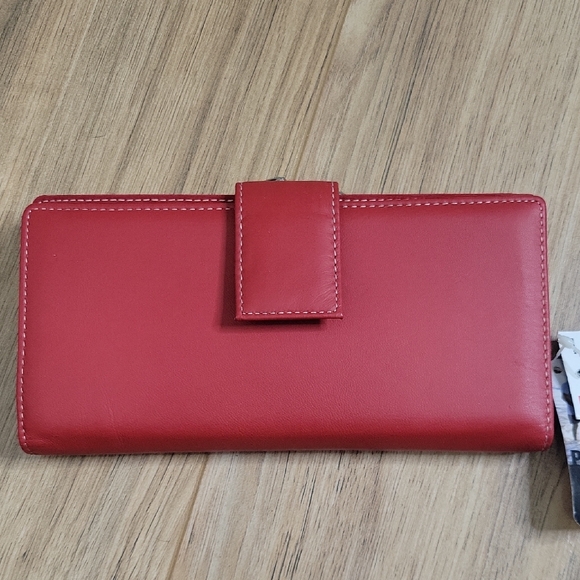 Mundi Red Leather Clutch Wallet - Picture 1 of 14